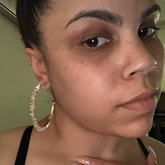 Beaded Hoop Earrings - Ice / Gold - Picture 3 of 7